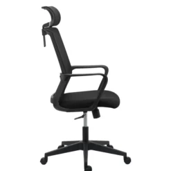 Chaise de bureau Spritz - assise tissu noir - dossier resille noir - appui-tête - Non conforme ERP