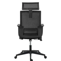 Chaise de bureau Spritz - assise tissu noir - dossier resille noir - appui-tête - Non conforme ERP