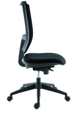Chaise de bureau Tertio - assise tissu noir panthère 009 - dossier résille noir - Roulette sol dur