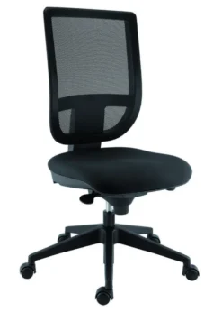 Chaise de bureau Tertio - assise tissu noir panthère 009 - dossier résille noir - Roulette sol dur