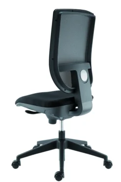 Chaise de bureau Tertio - assise tissu noir panthère 009 - dossier résille noir - Roulette sol dur