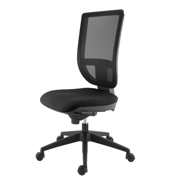 Chaise de bureau Tertio S - assise tissu noir panthère 009 - dossier résille noir - roulette pour sol dur