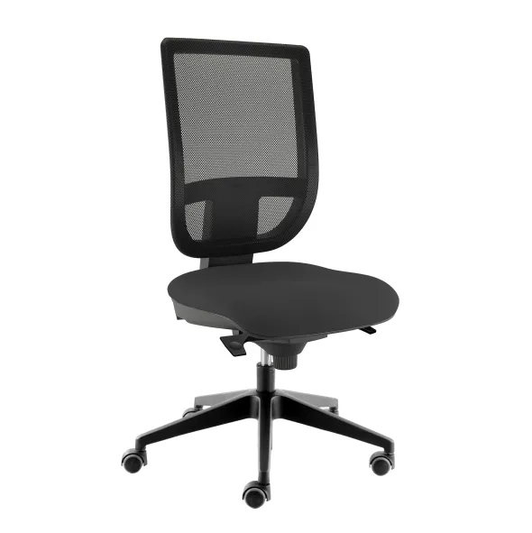 Chaise de bureau Tertio S - assise tissu gris anthracite 172 - dossier résille noir - roulettes sol dur