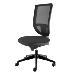 Chaise de bureau Tertio S - assise tissu gris anthracite 172 - dossier résille noir - roulettes sol dur