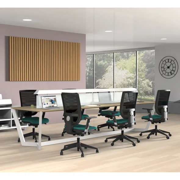 Chaise de bureau Tertio - tissu noir panthère 009 - Roulette sol dur