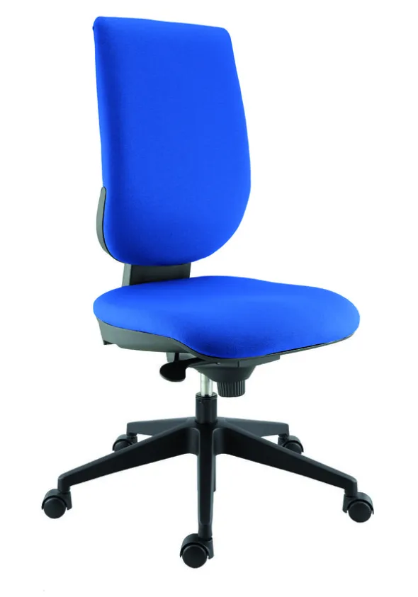 Chaise de bureau Tertio - tissu bleu saphir 082 - Roulette sol dur