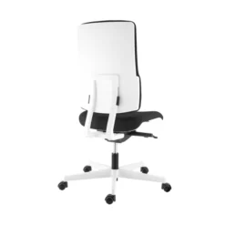 Chaise de bureau WI-MAX - tissu noir - structure blanche -