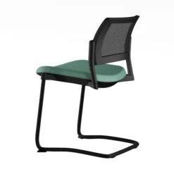 Chaise de réunion luge Kyos - assise textile enduit grainé - dossier résille - piétement époxy - lot de 2