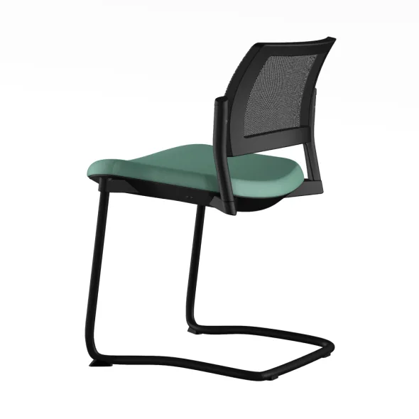 Chaise de réunion luge Kyos - assise textile enduit grainé - dossier résille - piétement époxy - lot de 2