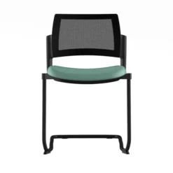 Chaise de réunion luge Kyos - assise textile enduit grainé - dossier résille - piétement époxy - lot de 2