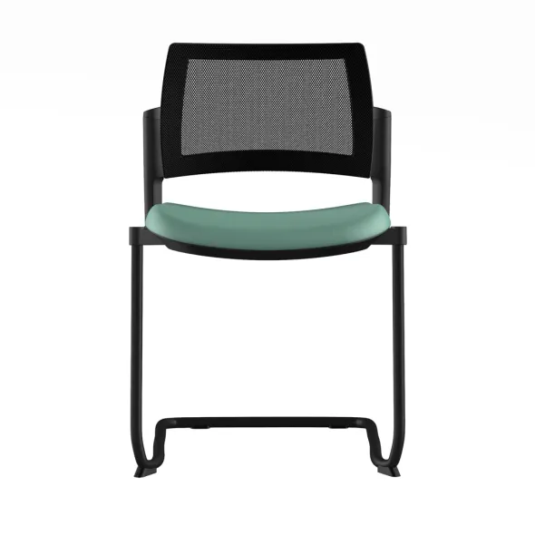 Chaise de réunion luge Kyos - assise textile enduit grainé - dossier résille - piétement époxy - lot de 2