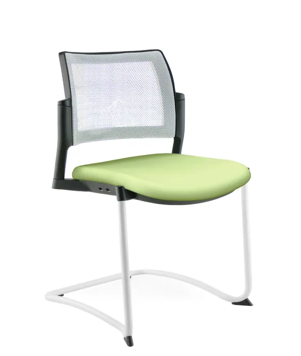 Chaise de réunion luge Kyos - assise textile enduit grainé - dossier résille - piétement époxy - lot de 2