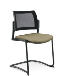 Chaise de réunion luge Kyos - assise textile enduit grainé - dossier résille - piétement époxy - lot de 2