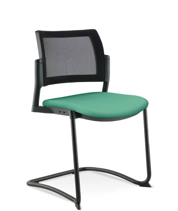 Chaise de réunion luge Kyos - assise textile enduit grainé - dossier résille - piétement époxy - lot de 2