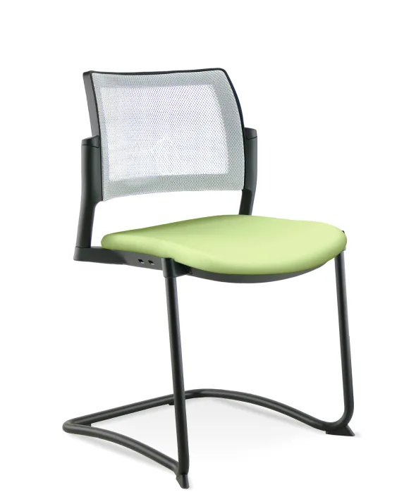 Chaise de réunion luge Kyos - assise textile enduit grainé - dossier résille - piétement époxy - lot de 2
