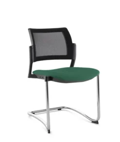 Chaise de réunion luge Kyos - assise tissu - dossier résille - piétement chrome - lot de 2