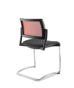 Chaise de réunion luge Kyos - assise tissu - dossier résille - piétement chrome - lot de 2