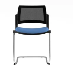 Chaise de réunion luge Kyos - assise tissu - dossier résille - piétement chrome - lot de 2