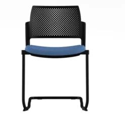 Chaise de réunion luge Kyos - assise tissu - dossier polypropylène - piétement époxy - lot de 2