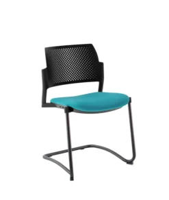 Chaise de réunion luge Kyos - assise tissu - dossier polypropylène - piétement époxy - lot de 2