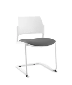 Chaise de réunion luge Kyos - assise tissu - dossier polypropylène - piétement époxy - lot de 2