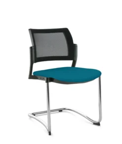 Chaise de réunion luge Kyos - assise textile enduit grainé - dossier résille - piétement chrome - lot de 2