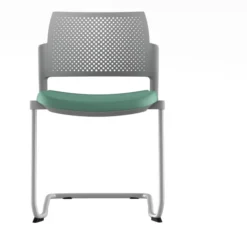 Chaise de réunion luge Kyos - assise textile enduit grainé - dossier polypropylène - piétement époxy - lot de 2