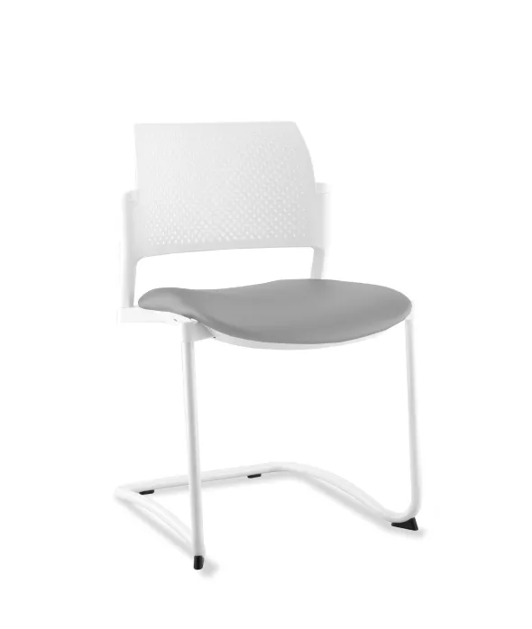Chaise de réunion luge Kyos - assise textile enduit grainé - dossier polypropylène - piétement époxy - lot de 2