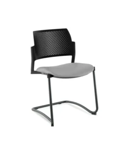Chaise de réunion luge Kyos - assise textile enduit grainé - dossier polypropylène - piétement époxy - lot de 2