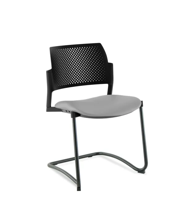 Chaise de réunion luge Kyos - assise textile enduit grainé - dossier polypropylène - piétement époxy - lot de 2
