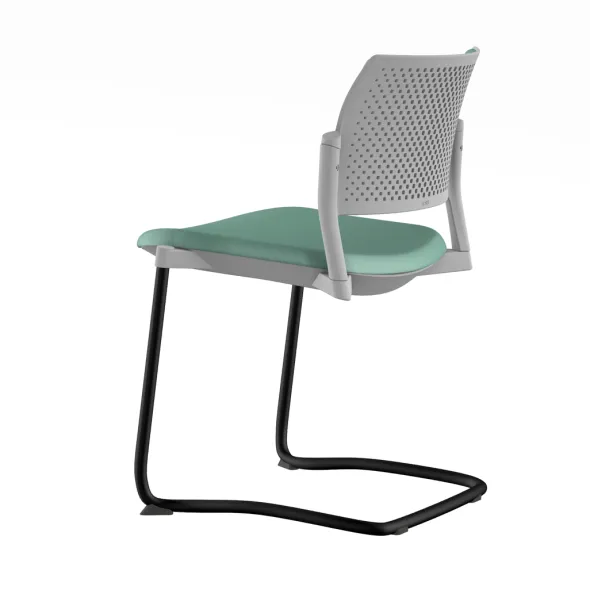 Chaise de réunion luge Kyos - assise textile enduit grainé - dossier polypropylène - piétement époxy - lot de 2