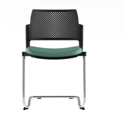 Chaise de réunion luge Kyos - assise textile enduit grainé - dossier polypropylène - piétement chrome - lot de 2