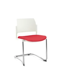 Chaise de réunion luge Kyos - assise textile enduit grainé - dossier polypropylène - piétement chrome - lot de 2