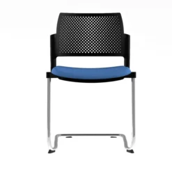 Chaise de réunion luge Kyos - assise tissu - dossier polypropylène - piétement chrome - lot de 2