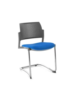 Chaise de réunion luge Kyos - assise tissu - dossier polypropylène - piétement chrome - lot de 2