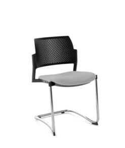 Chaise de réunion luge Kyos - assise tissu - dossier polypropylène - piétement chrome - lot de 2