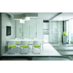 Chaise de réunion luge Kyos - assise tissu - dossier polypropylène - piétement chrome - lot de 2