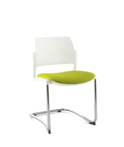 Chaise de réunion luge Kyos - assise tissu - dossier polypropylène - piétement chrome - lot de 2