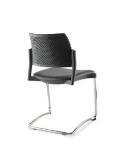 Chaise de réunion luge Kyos - textile enduit grainé - piétement chrome - lot de 2