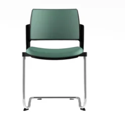Chaise de réunion luge Kyos - textile enduit grainé - piétement chrome - lot de 2