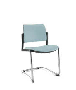 Chaise de réunion luge Kyos - textile enduit grainé - piétement chrome - lot de 2