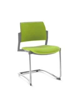 Chaise de réunion luge Kyos - tissu - piétement chrome - lot de 2