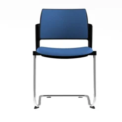 Chaise de réunion luge Kyos - tissu - piétement chrome - lot de 2