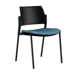 Chaise de réunion 4 pieds Kyos - assise textile enduit grainé - dossier polypropylène - piétement époxy - lot de 2
