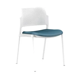 Chaise de réunion 4 pieds Kyos - assise textile enduit grainé - dossier polypropylène - piétement époxy - lot de 2