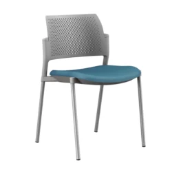 Chaise de réunion 4 pieds Kyos - assise textile enduit grainé - dossier polypropylène - piétement époxy - lot de 2