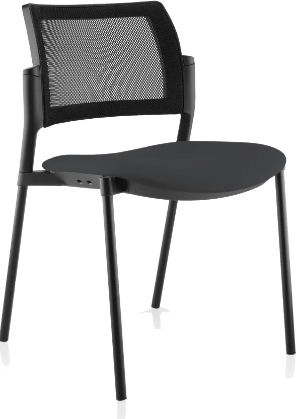 Chaise de réunion 4 pieds Kyos - assise tissu - dossier résille - piétement époxy - lot de 2