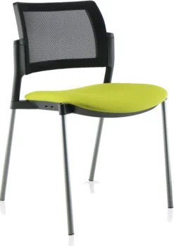 Chaise de réunion 4 pieds Kyos - assise tissu - dossier résille - piétement époxy - lot de 2