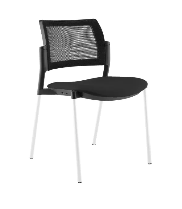 Chaise de réunion 4 pieds Kyos - assise tissu - dossier résille - piétement époxy - lot de 2