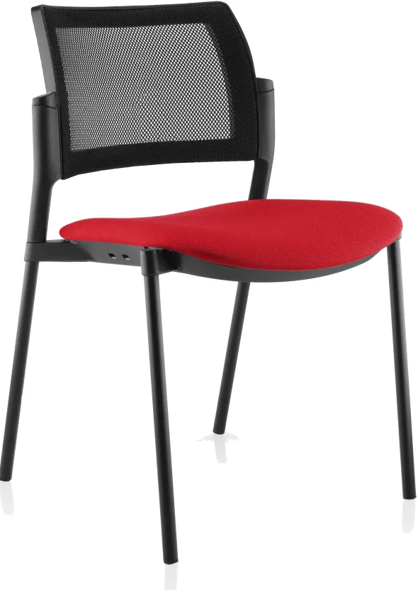 Chaise de réunion 4 pieds Kyos - assise tissu - dossier résille - piétement époxy - lot de 2